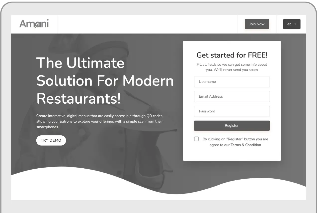 Amani Digital Menu Software